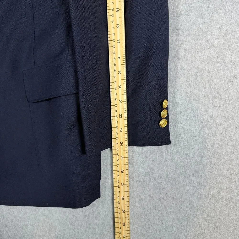 VTG David Taylor 46S Navy Blue Hopsack Gold Button Blazer Preppy Ivy Old Money